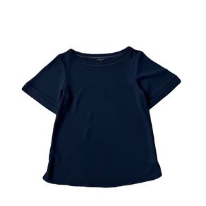 (5) Ann Taylor Knit Blouse, Boatneck, Flutter Sleeve, Navy Blue